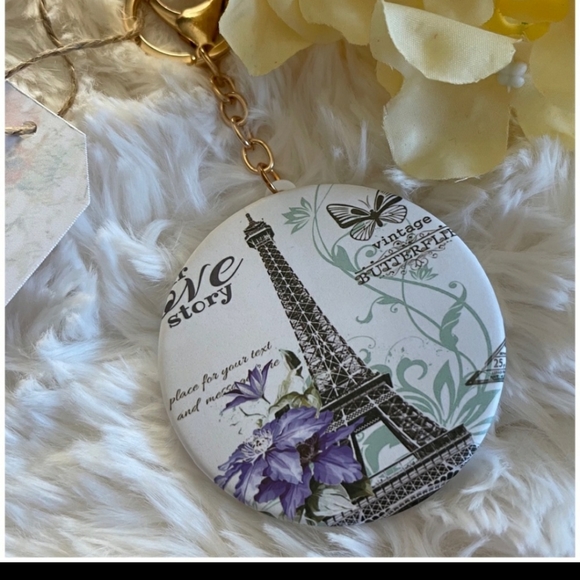Butterfly Designs Accessories - postcard pocket mirror keychain, Acessory, Paris, floral.